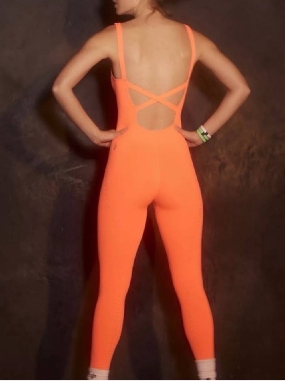 FP Movement XSmall Onesie Free People Good Karma Onesie in neon orange
